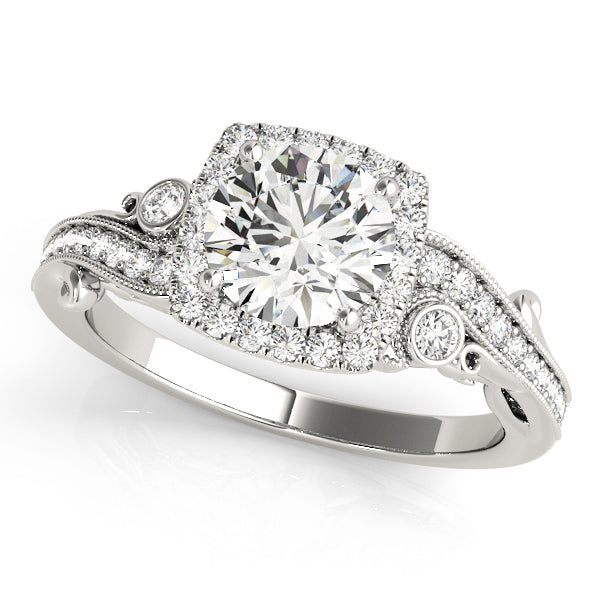 14K White Gold 1.33ctw Diamond Halo Engagement Ring