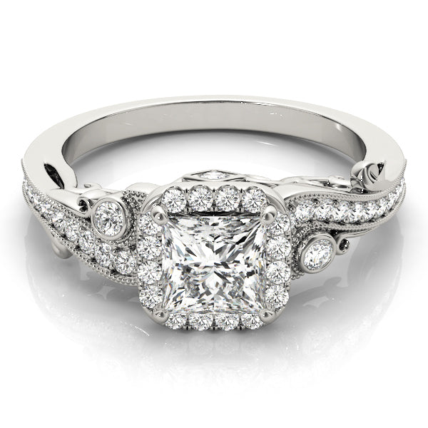 Platinum White Diamond Halo Engagement Ring