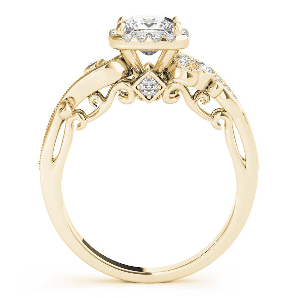 18K Yellow Gold 1/2 CT Diamond Halo Engagement Ring