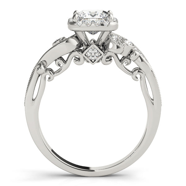 Platinum White Diamond Halo Engagement Ring