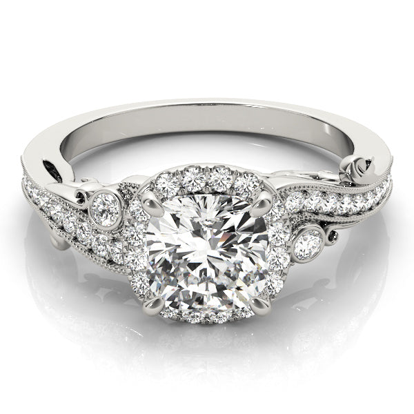 18K White Gold 1.25 ct Cushion Diamond Halo Ring