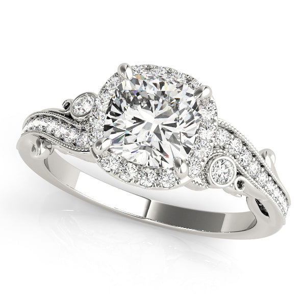 18K White Gold 1.25 ct Cushion Diamond Halo Ring
