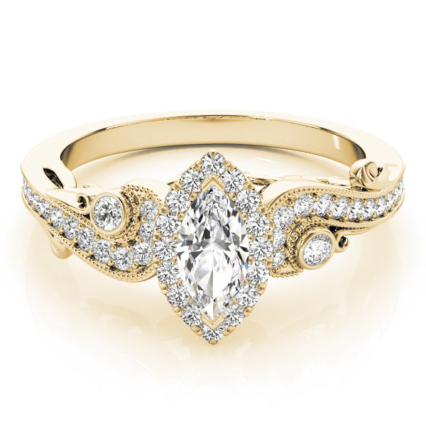 18K Yellow Gold Marquise Diamond Halo Ring