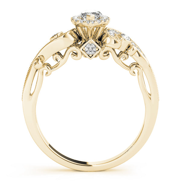 18K Yellow Gold Marquise Diamond Halo Ring