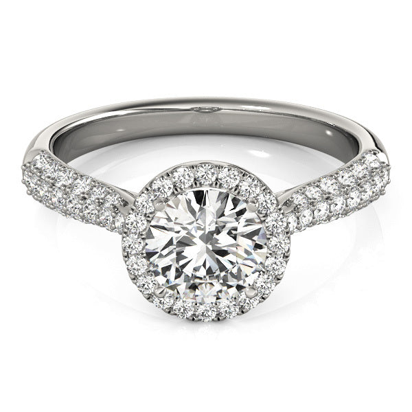 Platinum 1.33ctw Round Diamond Halo Engagement Ring