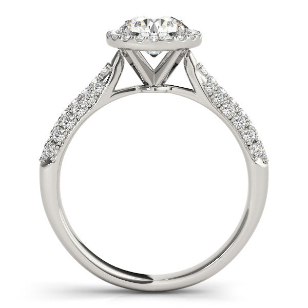 18K White Gold Round Diamond Halo Engagement Ring