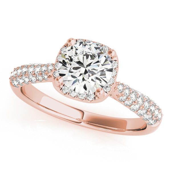 14K Rose Gold 1.33ctw Round Diamond Halo Ring