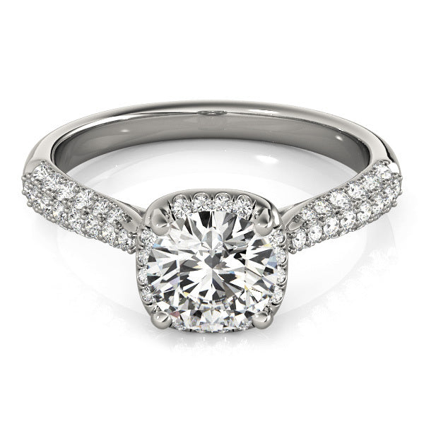 18K White Gold 1.33ctw Diamond Halo Engagement Ring