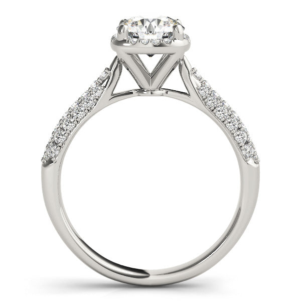 Platinum 1.33ctw Round Diamond Halo Engagement Ring