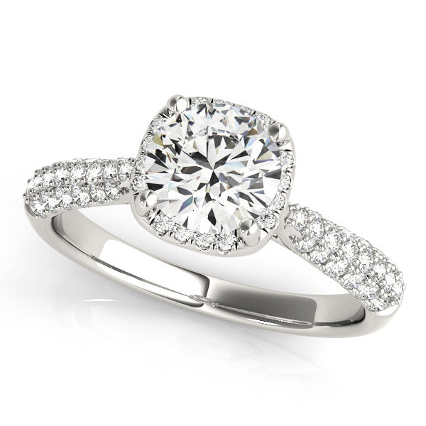 18K White Gold 1.33ctw Diamond Halo Engagement Ring