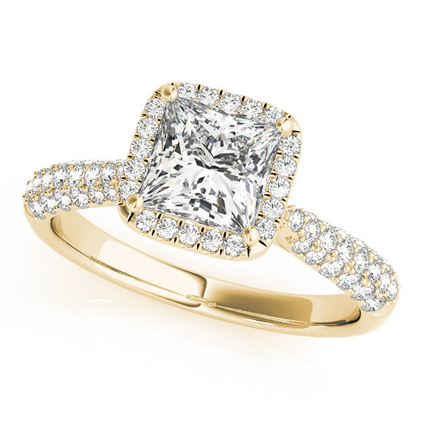 14K Yellow Gold Diamond Halo Engagement Ring