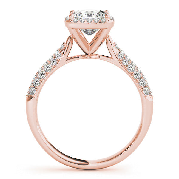 14K Rose Gold Diamond Halo Engagement Ring