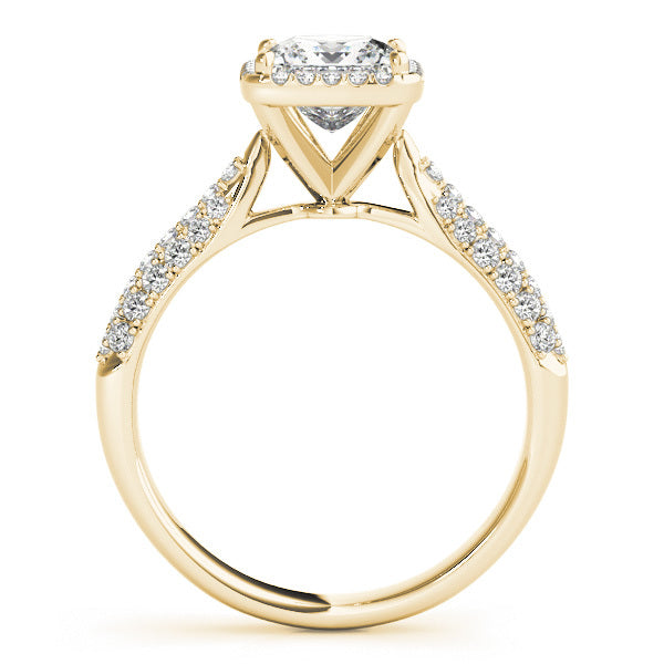 14K Yellow Gold Diamond Halo Engagement Ring