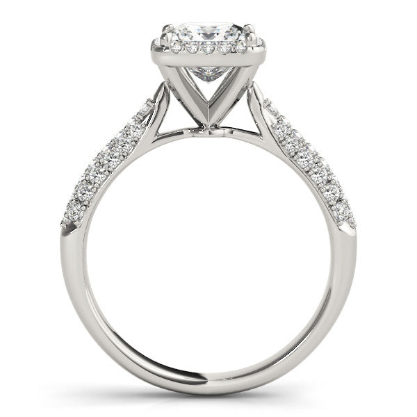 14K White Gold Diamond Halo Engagement Ring