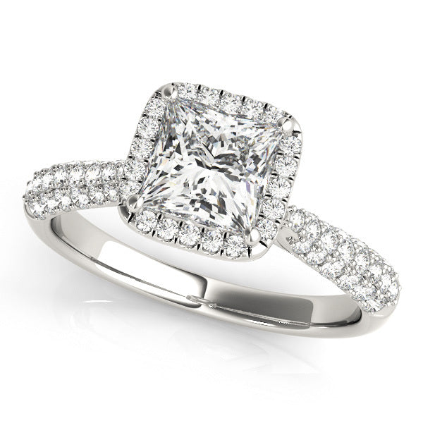 14K White Gold Diamond Halo Engagement Ring