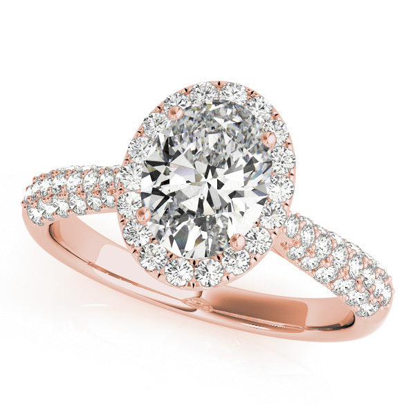 Rose Gold 1/2 CT Diamond Oval Halo Engagement Ring