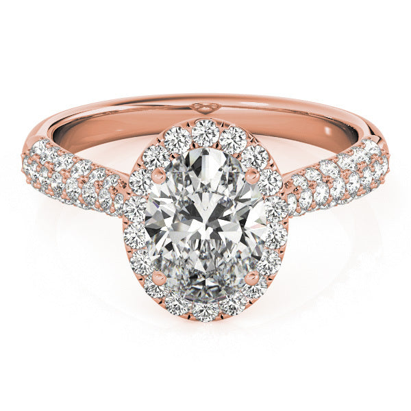 Rose Gold 1/2 CT Diamond Oval Halo Engagement Ring