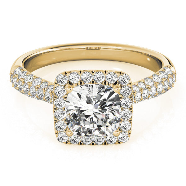 18K Yellow Gold Cushion Diamond Engagement Ring