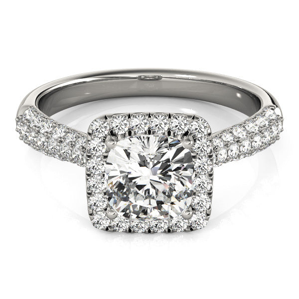 14K White Gold 1.33ctw Cushion Diamond Halo Ring