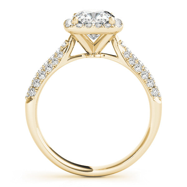 18K Yellow Gold Cushion Diamond Engagement Ring