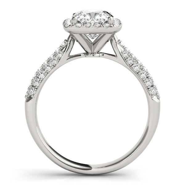 14K White Gold 1.33ctw Cushion Diamond Halo Ring