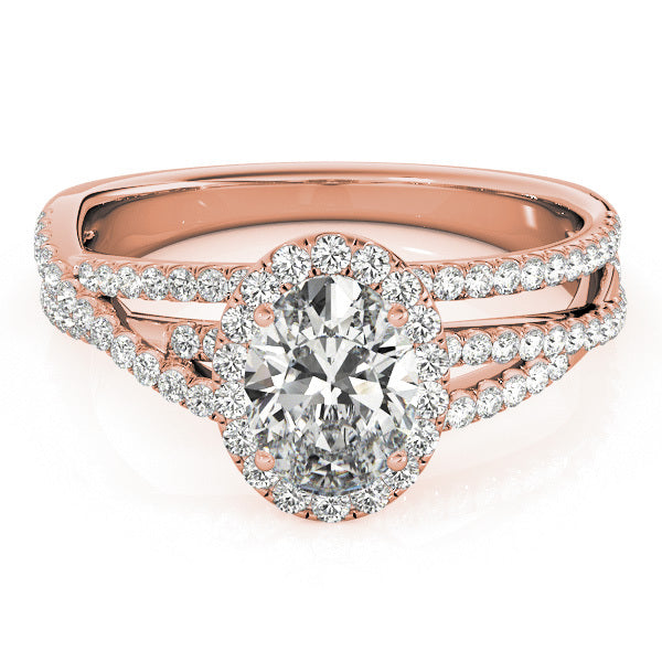 14K Rose Gold Round Diamond Halo Ring
