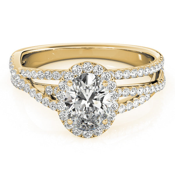 18K Yellow Gold Round Diamond Halo Engagement Ring