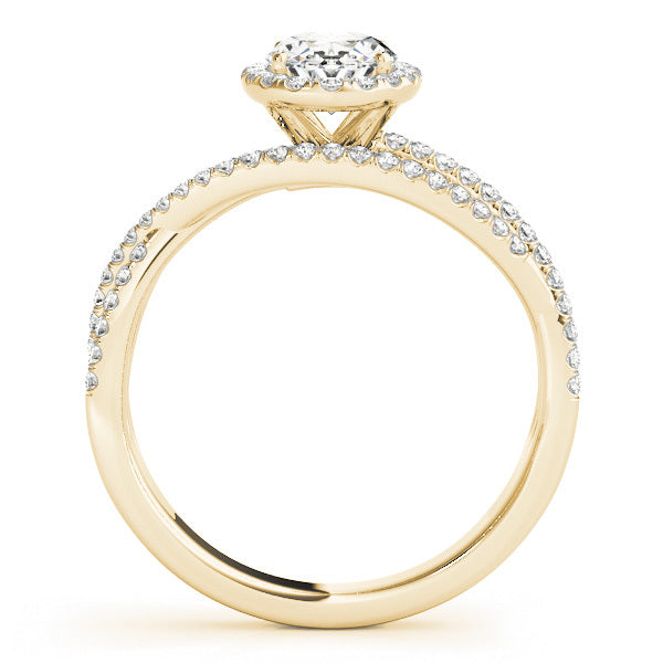 18K Yellow Gold Round Diamond Halo Engagement Ring