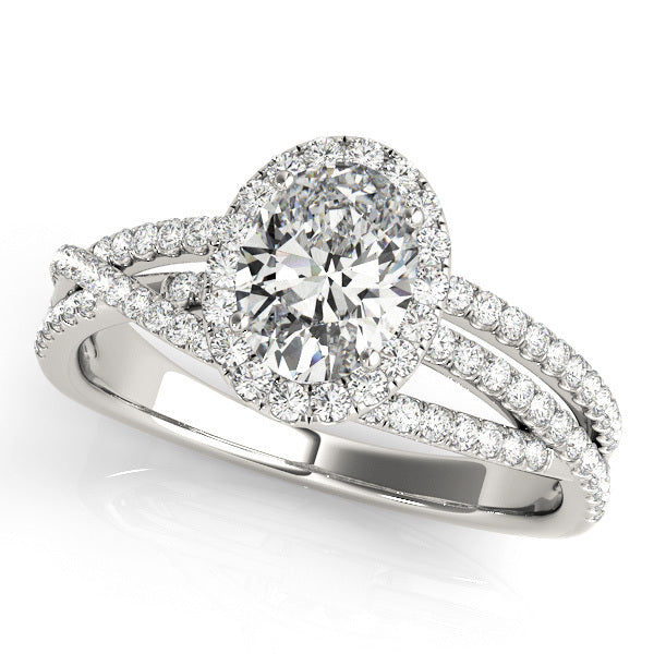 Platinum White Diamond Halo Engagement Ring