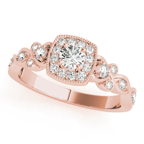14K Rose Gold 1.5ctw Round Diamond Halo Ring