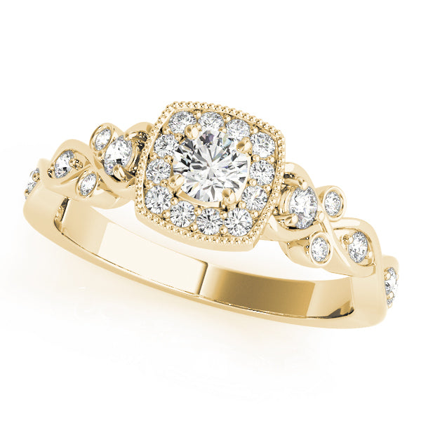 18K Yellow Gold 1.5 ctw Round Diamond Halo Ring
