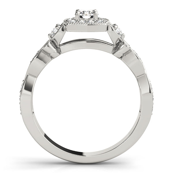 Platinum 1.5 ctw Round Diamond Halo Engagement Ring