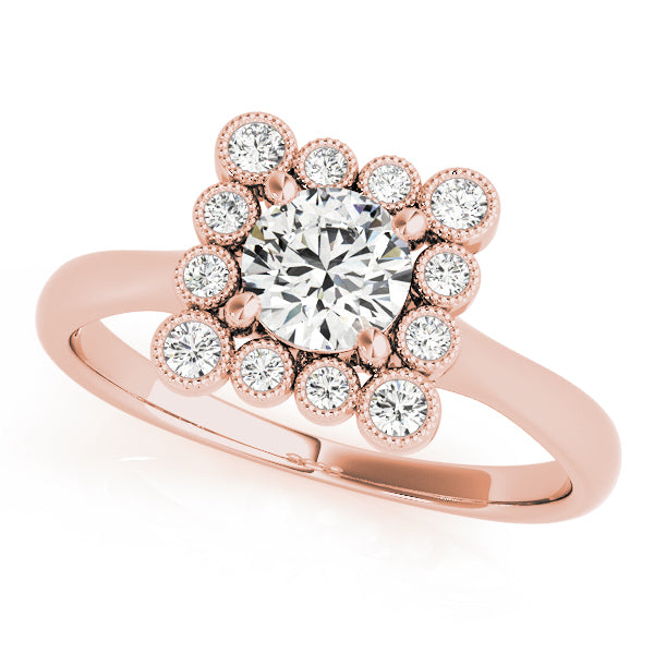18K Rose Gold 1 CT Diamond Halo Engagement Ring