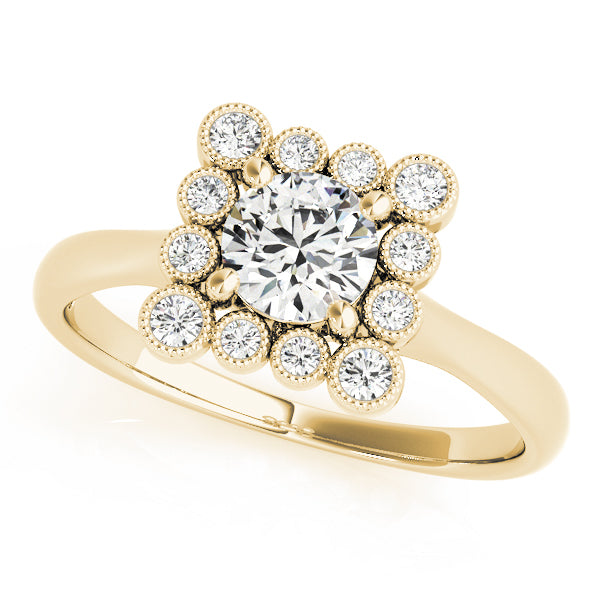 18K Yellow Gold 1 CT Diamond Halo Engagement Ring
