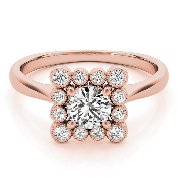 18K Rose Gold 1 CT Diamond Halo Engagement Ring