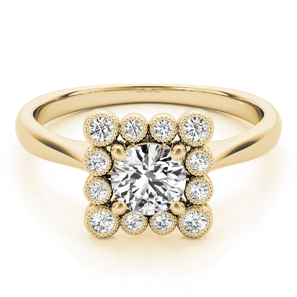 18K Yellow Gold 1 CT Diamond Halo Engagement Ring