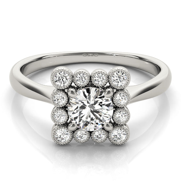 18K White Gold 1 ct Diamond Halo Engagement Ring
