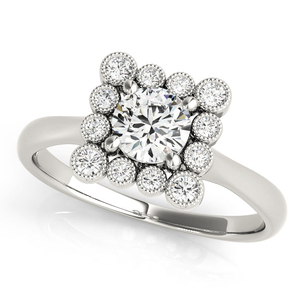 14K White Gold 1 CT Diamond Halo Engagement Ring