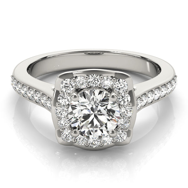 Platinum 1.33ctw Round Diamond Halo Engagement Ring