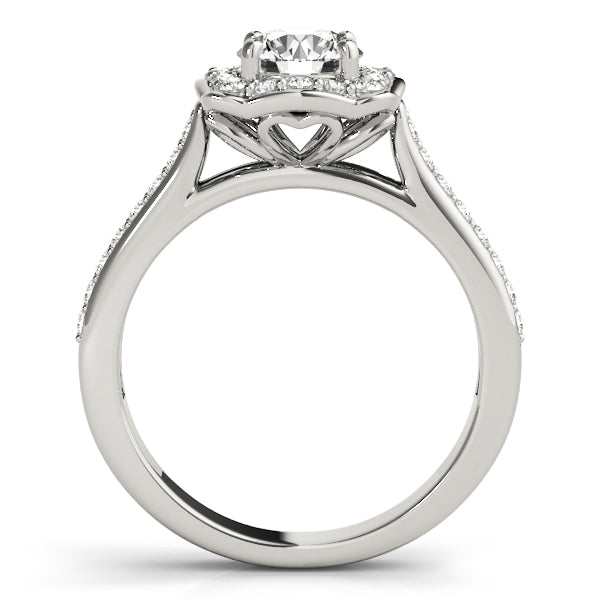 14K White Gold 1.33ctw Diamond Halo Engagement Ring