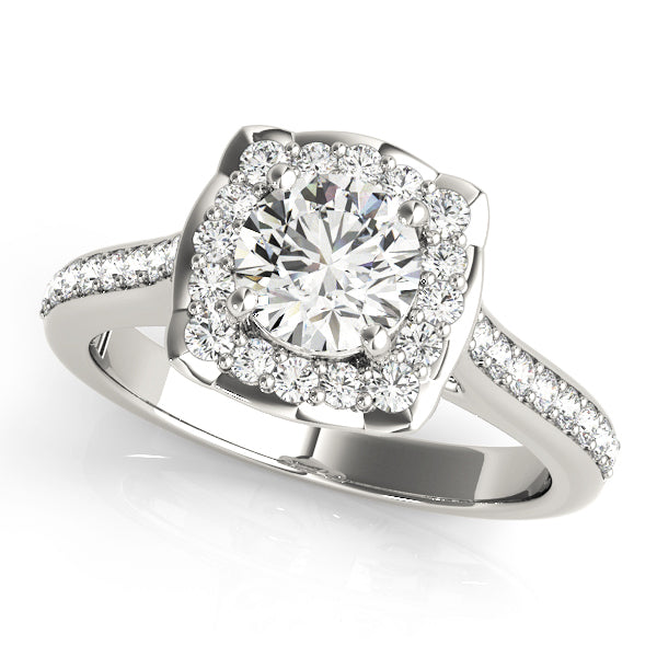 14K White Gold 1.33ctw Diamond Halo Engagement Ring