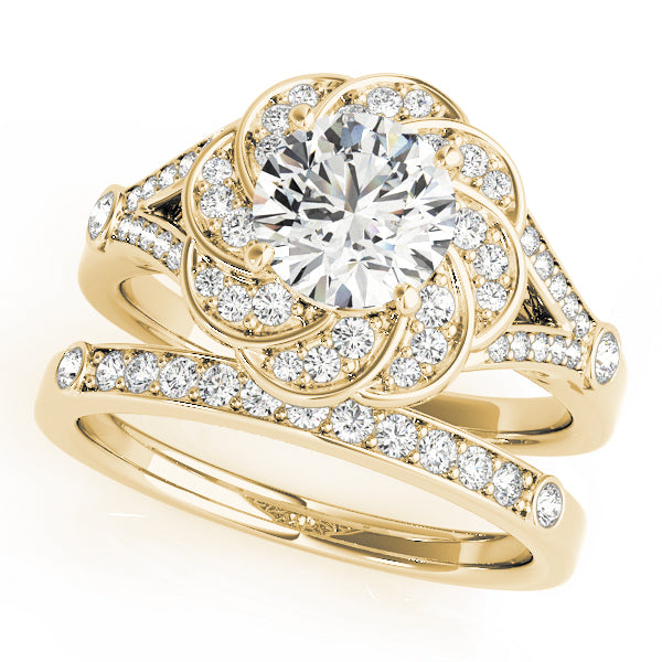 18K Yellow Gold 1.25 ct Diamond Halo Engagement Ring