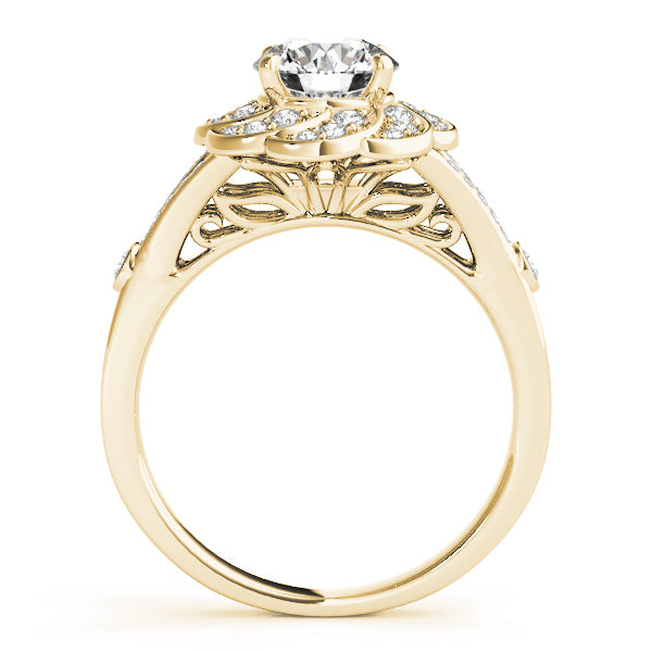 18K Yellow Gold 1.25 ct Diamond Halo Engagement Ring