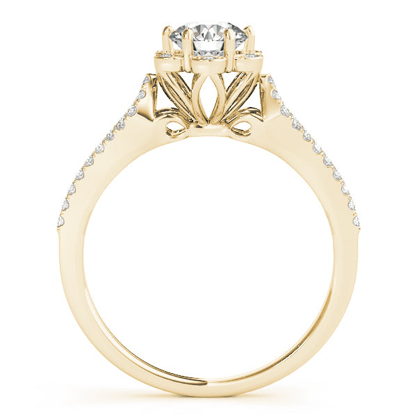 18K Yellow Gold Diamond Halo Engagement Ring 3/4 ctw