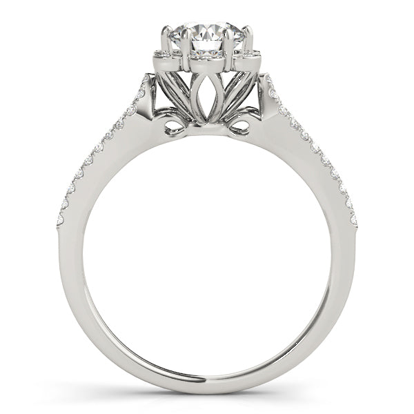 Platinum Round Diamond Halo Engagement Ring 3/4 ctw