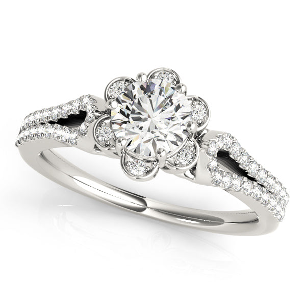 14K White Gold Round Diamond Halo Ring