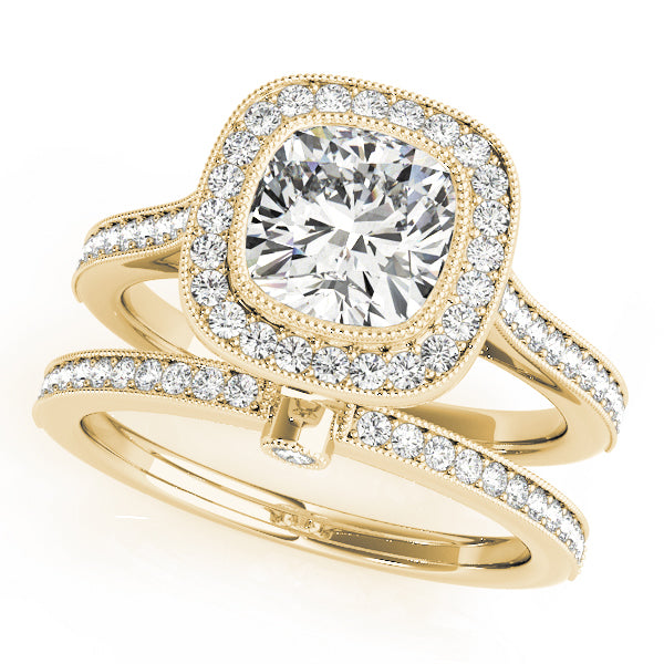 18K Yellow Gold 1CT Diamond Halo Engagement Ring