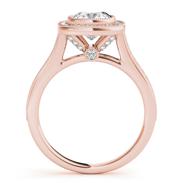 Rose Gold 1 CT Diamond Halo Engagement Ring