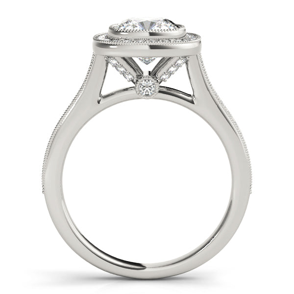 18K White Gold Cushion Diamond Halo Ring