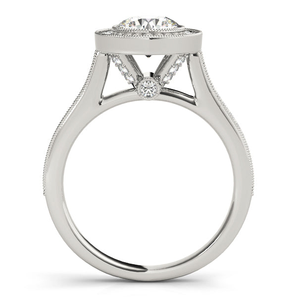Platinum 1.33ctw Round Diamond Halo Engagement Ring